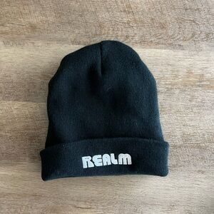 Realm Black Beanie – Unisex Knit Hat – New